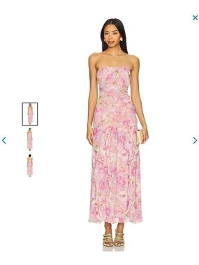 REVOLVE Pink Floral Strapless Maxi Dress